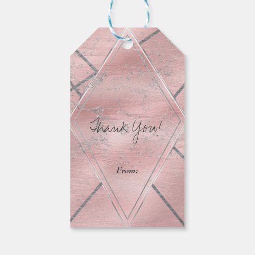 Pink  Silver Satin Sparkle Glam Chic Party Favor Gift Tags