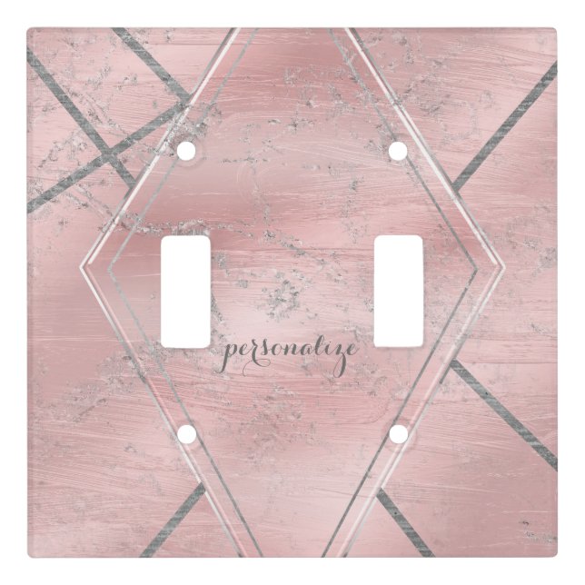 Pink & Silver Satin Sparkle Glam Designer Style Light Switch Cover (Front)