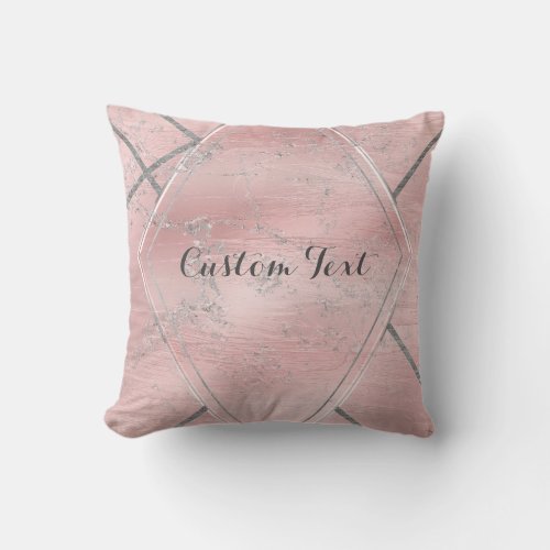 Pink  Silver Satin Sparkle Glam Designer Style Throw Pillow