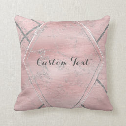 Pink &amp; Silver Satin Sparkle Glam Designer Style Throw Pillow