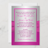 Pink, Silver Scrolls, Hearts Photo Wedding Invite (Back)