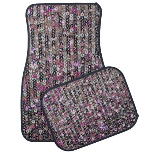 Pink silver sequins  sparkle glitter sequins  car floor mat
