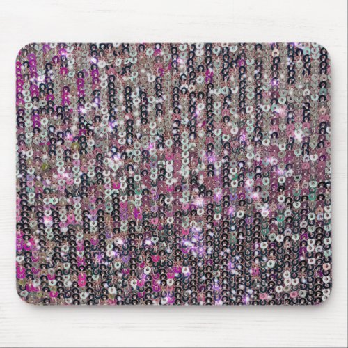 Pink silver sequins  sparkle pattern mouse pad