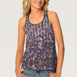 Pink silver sequins   Sparkle pattern tank top