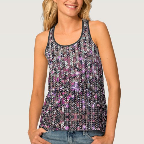 Pink silver sequins  Sparkle pattern tank top