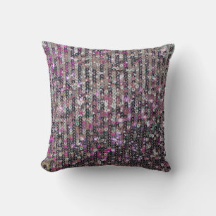 Pink silver sequins   sparkle pattern    throw pillow