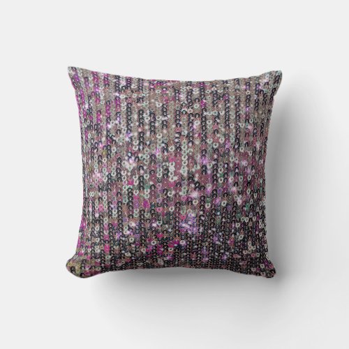 Pink silver sequins  sparkle pattern    throw pillow