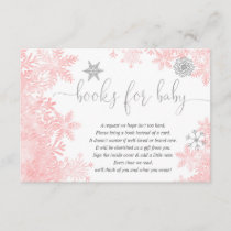 Pink silver snowflake baby shower book request enc enclosure card