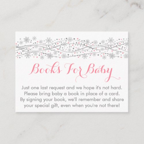 Pink  Silver Snowflake Book Request Cards