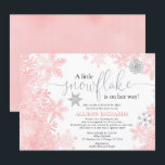 Pink silver snowflake Shower by Mail baby shower Invitation<br><div class="desc">For more advanced customization of this design,  simply select the "Customize It" button above!</div>