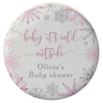 Pink silver snowflakes baby its cold outside chocolate covered oreo
