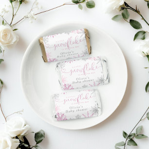Pink silver snowflakes baby shower hershey's miniatures