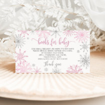 Pink silver snowflakes books for baby ticket enclosure card