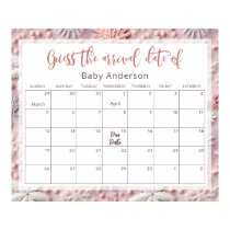 Pink & Silver Snowflakes Guess the Due Date Poster