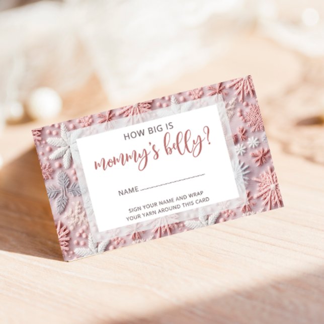 Pink Silver Snowflakes How Big is Mommy's Belly Enclosure Card (Creator Uploaded)