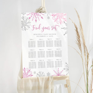 Pink Silver Snowflakes seating chart Foam Board