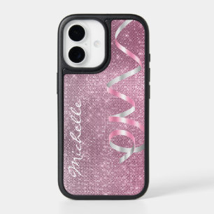 Pink Silver Sparkle Ribbon Glam iPhone 17 Case