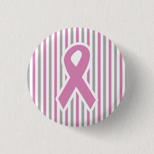 Pink & Silver Stripes custom button