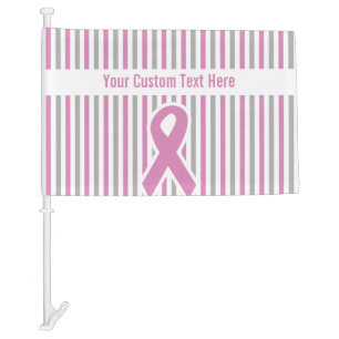 Pink & Silver Stripes custom car flag