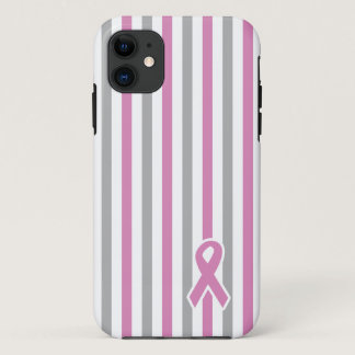 Pink & Silver Stripes custom iPhone case