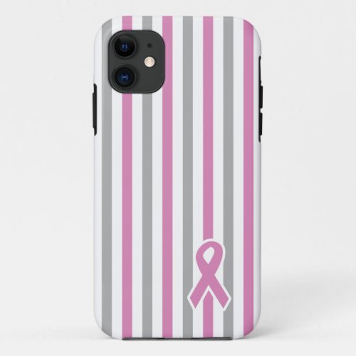 Pink  Silver Stripes custom iPhone case