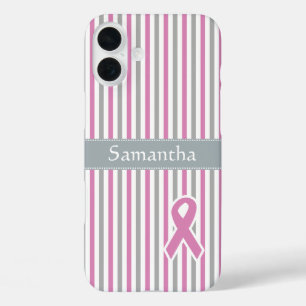 Pink & Silver Stripes custom monogram cases