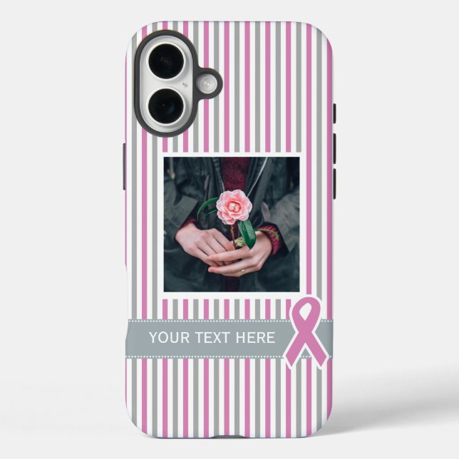 Pink & Silver Stripes custom photo & text cases (Back)