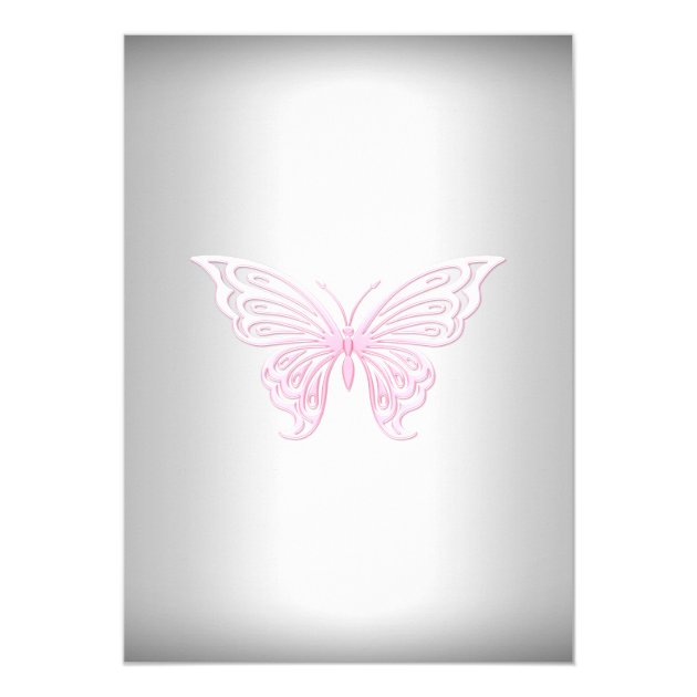 Pink Silver Swirl Butterfly Cross Baptism Invite