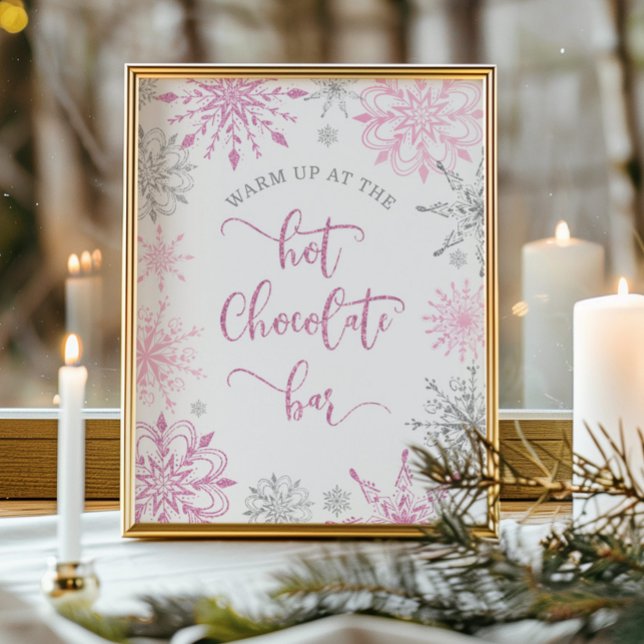 Pink silver Warm up at the hot chocolate bar Poster (Creator Uploaded)