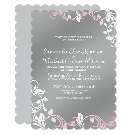 Pink|Silver Wedding Invitation | Zazzle.com