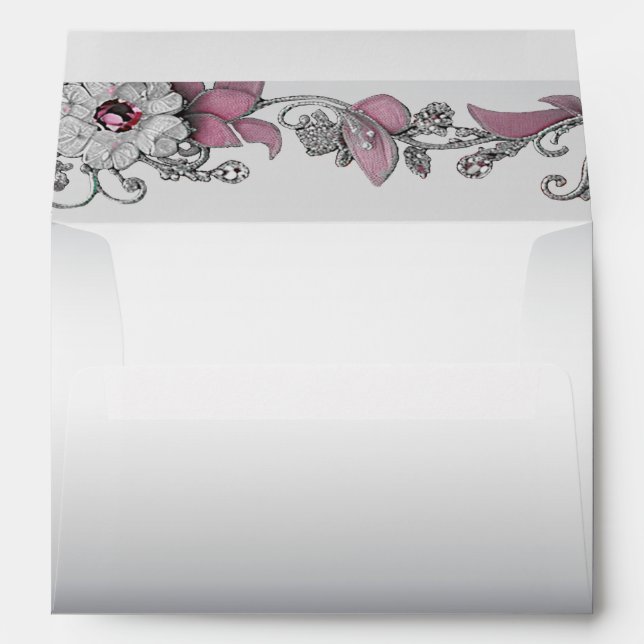 Pink Silver White Floral Envelope (Back (Bottom))