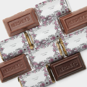 Pink Silver White Floral Hershey's Miniatures