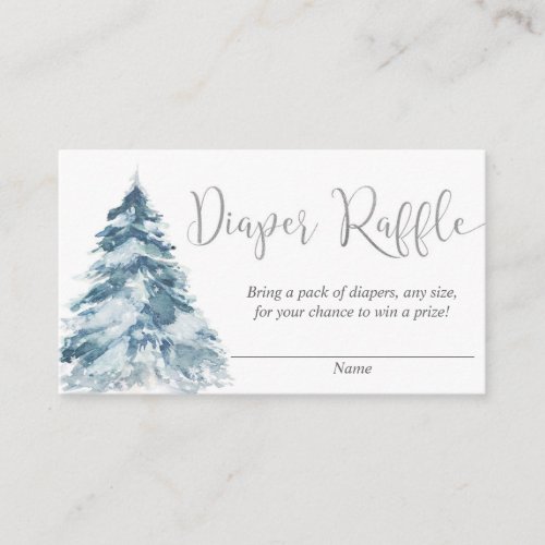 Pink silver winter tree girl diaper raffle cards