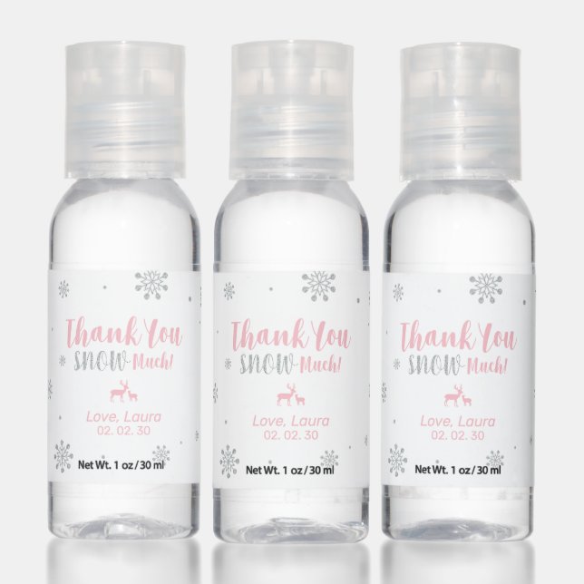 Pink & Silver Winter Wonderland Party Favors Hand Sanitizer (Set)