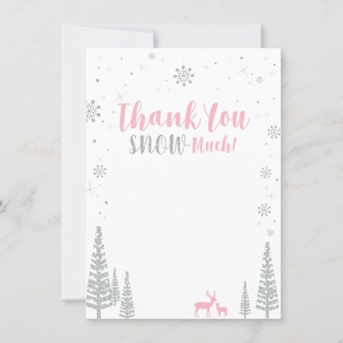 Pink  Silver Winter Wonderland Thank You Card