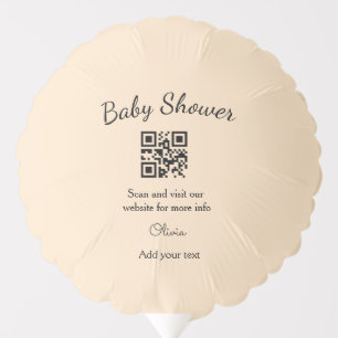 Pink simple baby shower q r code add name text thr balloon