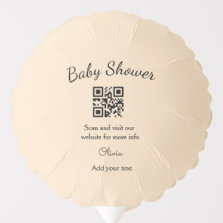 Pink simple baby shower q r code add name text thr balloon