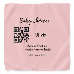 Pink simple baby shower q r code add name text thr bandana