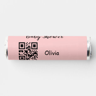 Pink simple baby shower q r code add name text thr breath savers® mints