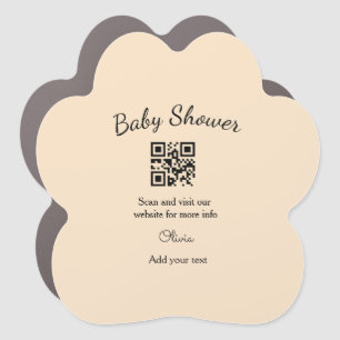 Pink simple baby shower q r code add name text thr car magnet