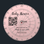 Pink simple baby shower q r code add name text thr dart board<br><div class="desc">Designed for baby shower</div>