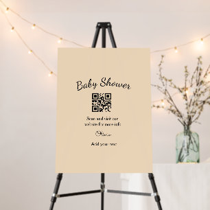 Pink simple baby shower q r code add name text thr foam board