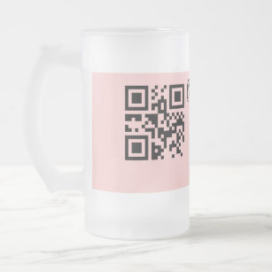 Pink simple baby shower q r code add name text thr frosted glass beer mug