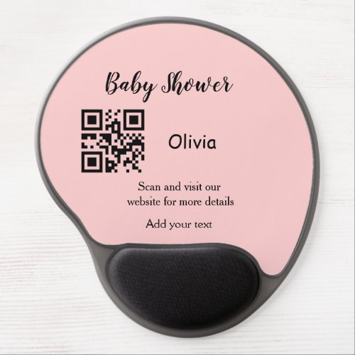 Pink simple baby shower q r code add name text thr gel mouse pad