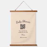 Pink simple baby shower q r code add name text thr