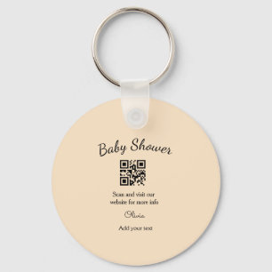 Pink simple baby shower q r code add name text thr keychain