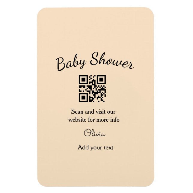 Pink simple baby shower q r code add name text thr magnet (Vertical)