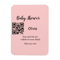 Pink simple baby shower q r code add name text thr