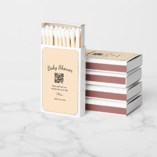 Pink simple baby shower q r code add name text thr matchboxes