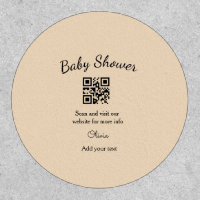 Pink simple baby shower q r code add name text thr